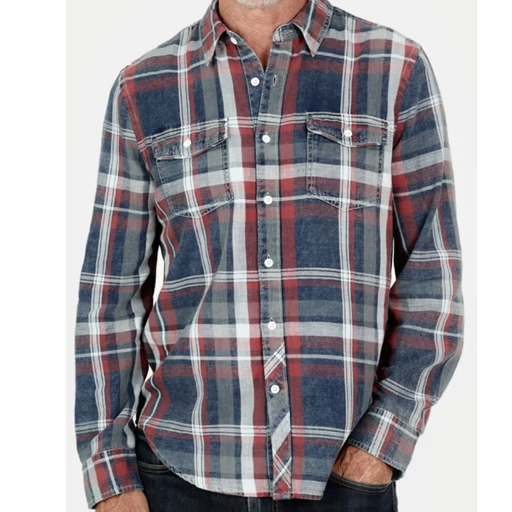 True Grit Mens Plaid Button Down Casual Shirt Ryder 2 Picket 100% Cotton XXL 2XL